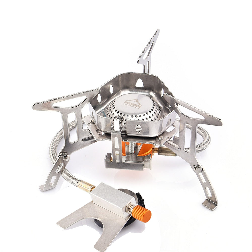 Camping Wind Proof Gas Burner Outdoor Strong Fire Stove Heater Tourism Equipment Supplies Tourist Kitchen Survival Trips