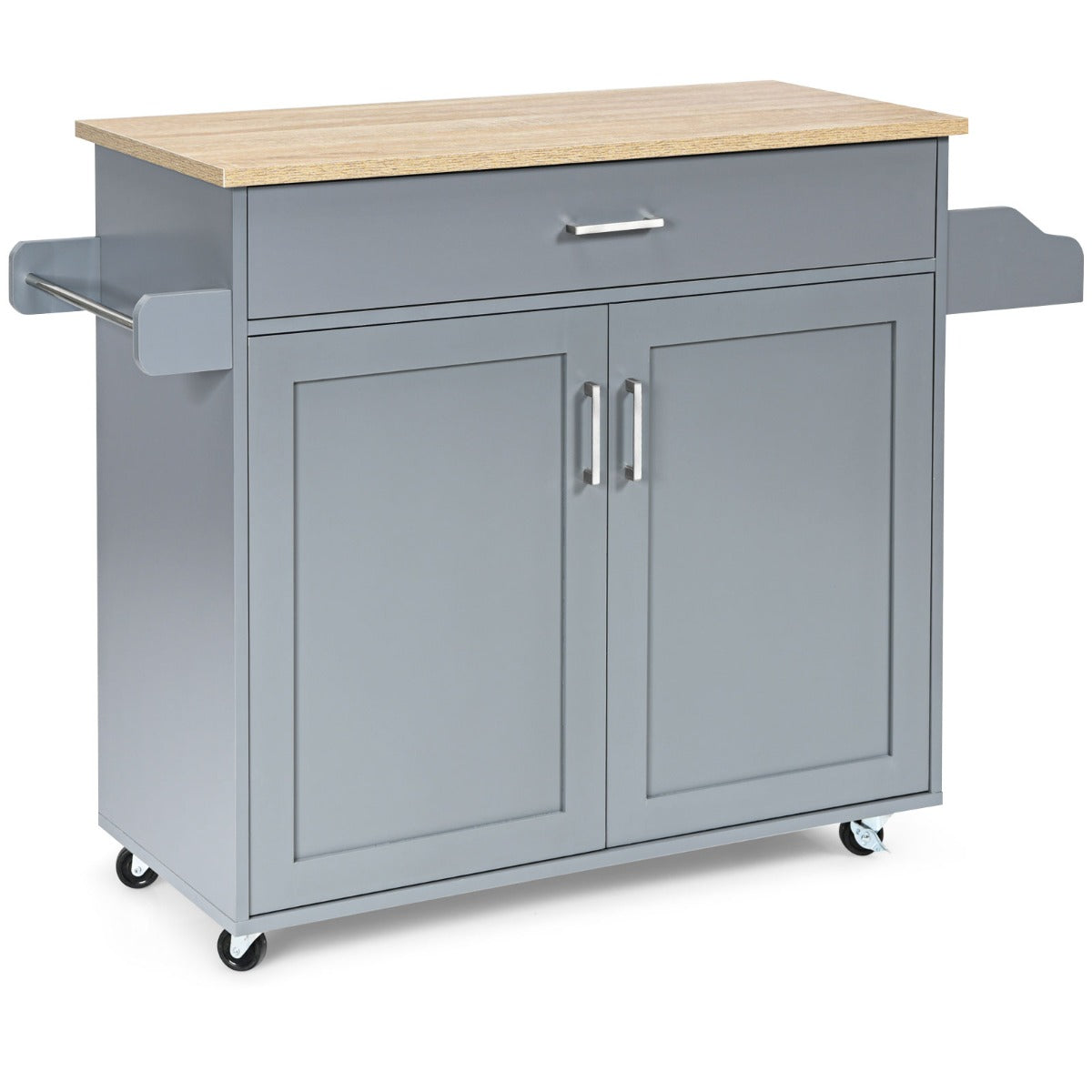NNECW Kitchen Island Cart with Lockable Rubber Casters for Kitchen-Grey