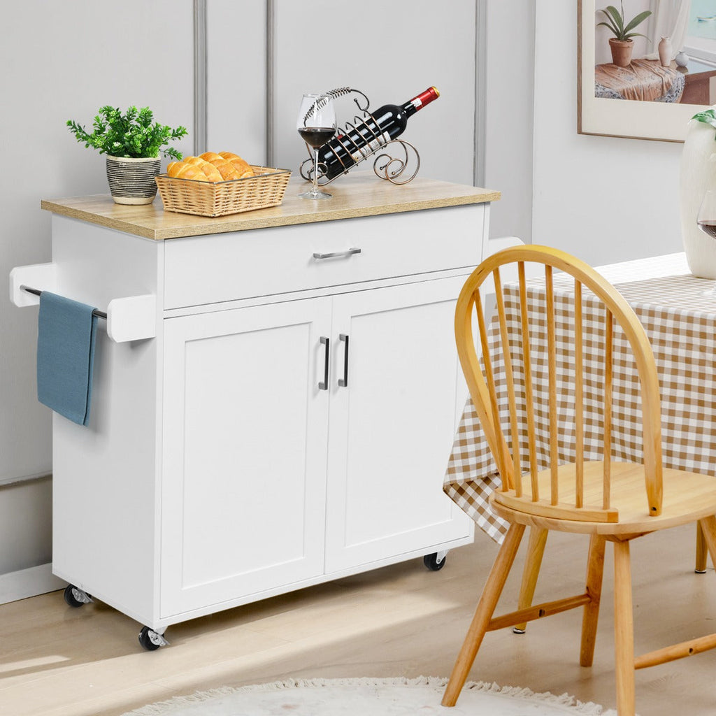 NNECW Portable Kitchen Island with Lockable Rubber Casters for Kitchen